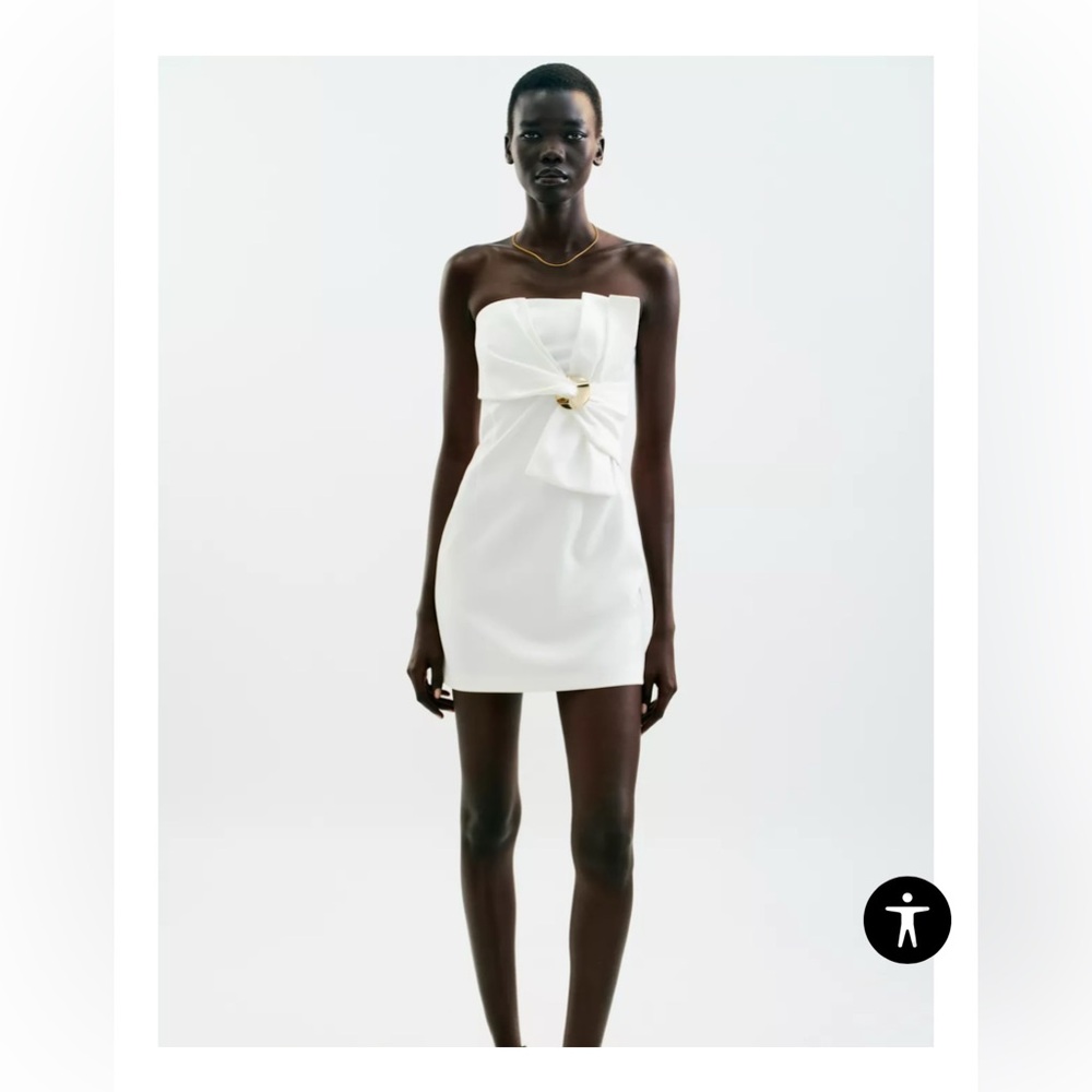 GOLD APPLIQUÉ BOW MINI DRESS. Size Large
